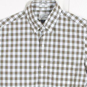 J. Crew XS (15x33) Olive Gingham Button Down